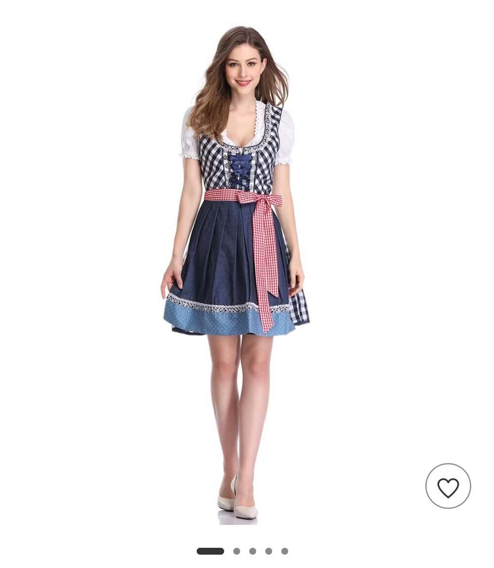 3 Piece Oktoberfest Plaid Costume with Dress, Crop Top Shirt & Apron Size XL NWT - Picture 6 of 14